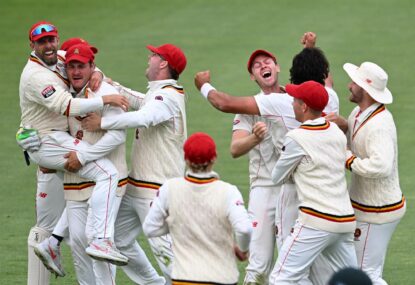 Sangha, Carey tons seal SA's record-breaking Shield final run chase, end 29-year drought in wild scenes