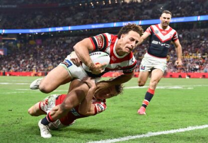 Five and a Kick: What a winger Nawaqanitawase is - Roosters roll dreadful Dolphins, Bunker drama as Sharks shake off Eels