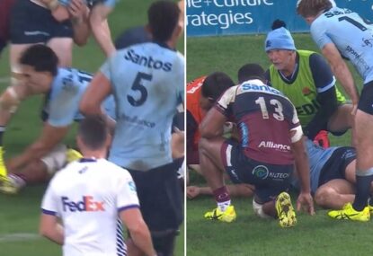 WATCH: Australian rugby holds its breath as Suaalii KOed in ugly incident