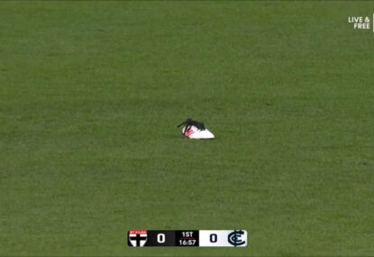 WATCH: Bizarre moment as Blue kicks so hard, his shoe flies off