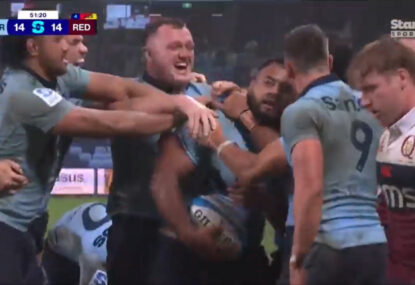 WATCH: Beautiful scenes as Tahs mob Taniela Tupou after scoring try