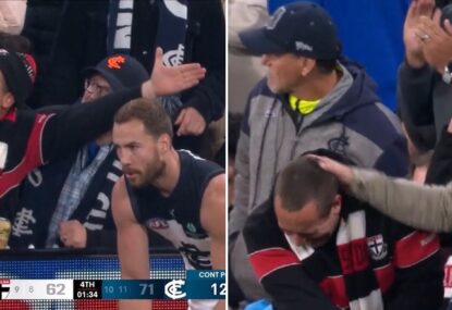Saints fan tries to put Harry McKay off game-sealing set shot, fails dismally