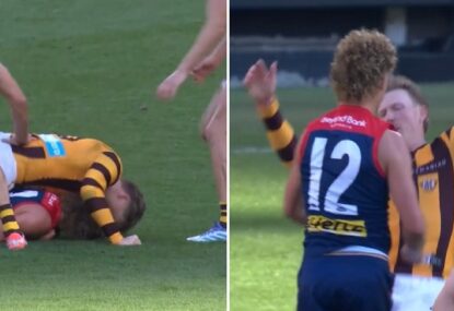 WATCH: James Sicily gives young Dee a gobful, then goes down as if shot when bumped