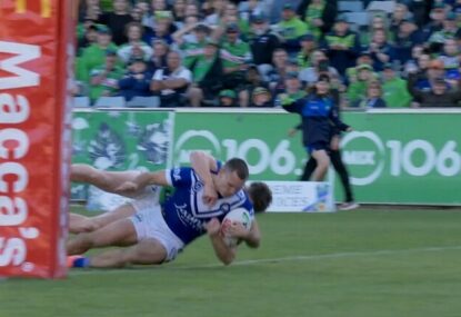WATCH: Bulldogs denied three tries in six minutes by the barest of margins in epic try-saver