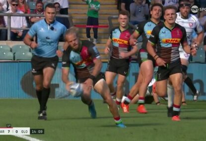 WATCH: English rugby player's horror moment bombing a certain try in put-down shocker