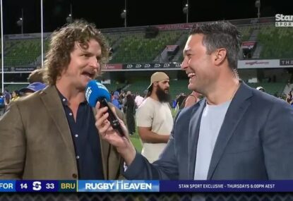 LISTEN: 'Just two up the guts!' The Honey Badger interviewed at Force game ... and it's pure gold