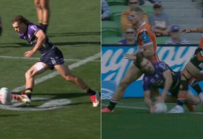 Ryan Papenhuyzen stuns with magical try out of nowhere after Storm look lost on last tackle