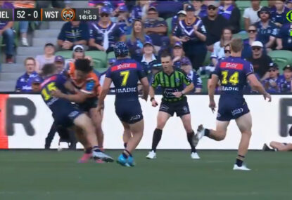 WATCH: Tigers forward takes out his frustration at lopsided scoreline with big hit