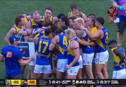 WATCH: Liam Ryan's hysterical reaction to teammate dropping his guts mid-Eagles huddle