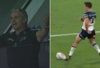 'He f--king touched it': Ivan Cleary fumes at ref's costly non-offside call on Cowboys fullback