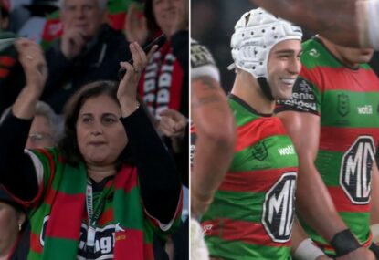Souths fans give Jye Gray standing ovation coming on... and he soon proves to be a lucky charm