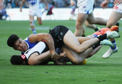 Roos take goalsneak's dangerous tackle ban to Tribunal, Blue cops a week for innocuous incident