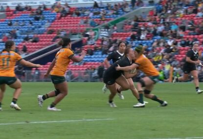 WATCH: Wallaroos forward avoids yellow card after head clash during Kiwi try-scoring play