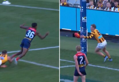 Everyone staggered as umps miss obvious trip on Kozzie Pickett, then blatant Sicily throw