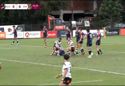 WATCH: Ezra Mam on report for high shot with first tackle on QLD Cup